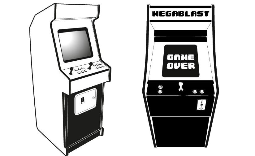 Retro arcade machines graphic