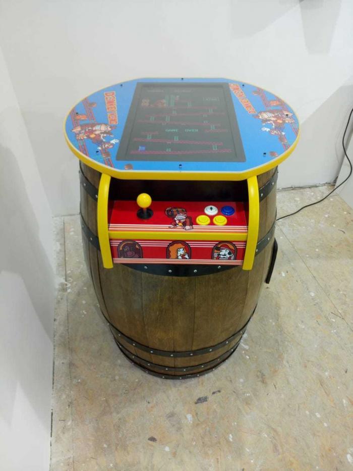 Unique Kong Barrel Design Arcade Machine With 60 Games top view 2