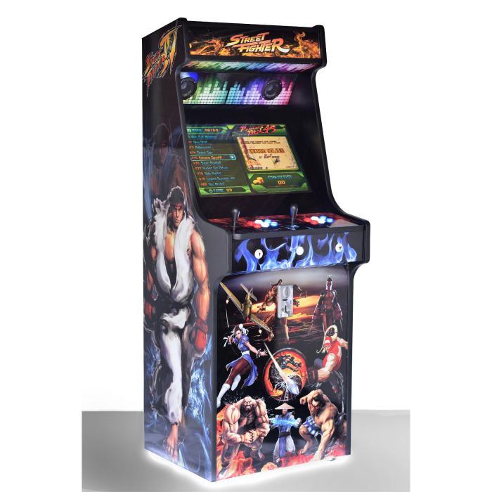 Classic-Upright-Arcade-Machine-Street-Fighter-Theme-With illuminated Buttons and Coin - Slot Left